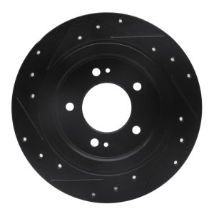 Hyundai Elantra GT Brake Rotor (1) - Rear Right - R1 Concepts - Drilled & Slotted - Black - `13-`25